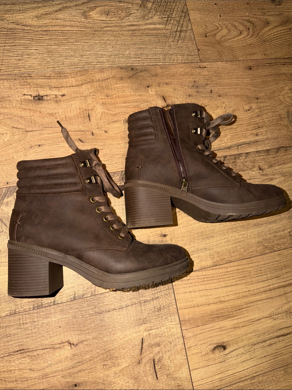 Xappeal Brown Lace-Up Block Heel Ankle Boots - Picture 3 of 3
